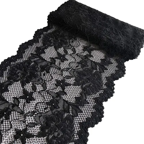 Vista 2 de LUMKET Encaje elástico marfil de 7 pulgadas de ancho con patrón floral para decoraciones de boda nupcial, costura, fabricación de bricolaje y marfil