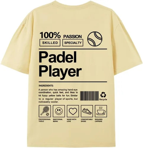 Vista 4 de Camiseta de Padel Player Camiseta de manga corta para mujer y hombre, cuello redondo, camiseta para todas las estaciones