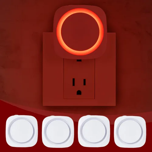 Vista 8 de Luces nocturnas de color blanco cálido enchufables en la pared, paquete de 4 luces nocturnas regulables con sensor automático de atardecer a
