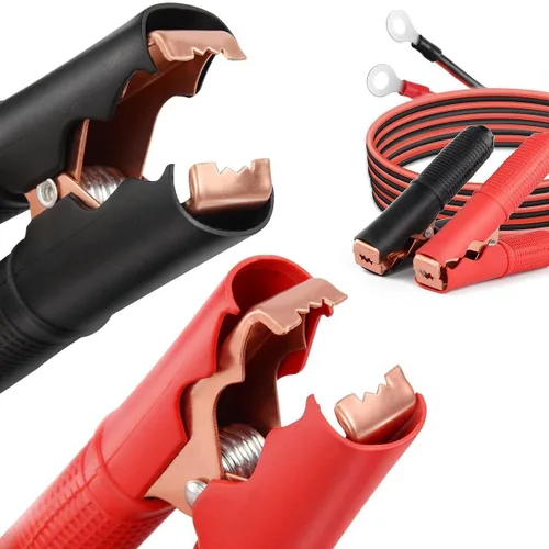 Vista 7 de 2 clips de cocodrilo, cable de puente de refuerzo 50A-3.3 pies, 13 AWG, clips de cocodrilo, cable de puente de carga de batería de automóvil de 12
