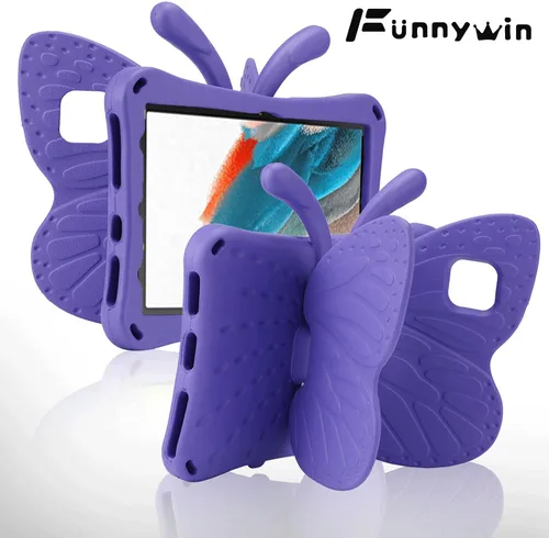Vista 30 de FW Fire 7 - Funda para tablet para niños, Amazon Fire 7 2022, funda de mariposa con luz de atril, EVA, protección contra caídas, resistente, a