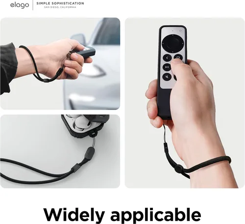 Vista 5 de elago Cordón para AirPods Pro 2 Correa de muñeca de nailon, anti caída, seguridad adicional, botón ajustable, ampliamente aplicable (negro)