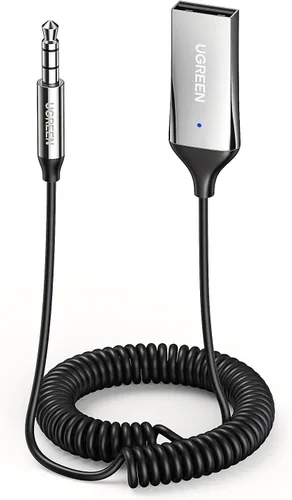 Vista 10 de UGREEN Adaptador Aux a Bluetooth 6.0 Receptor Bluetooth de 3.5mm para Coche Kit USB 2.0 a Conector de 3.5mm con Micrófono Integrado Entrada Auxiliar