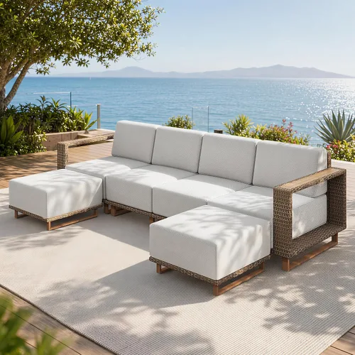 Vista 32 de SUNSHINE VALLEY 8 muebles seccionales de patio con cojín de 10 pulgadas de Beige-seccional