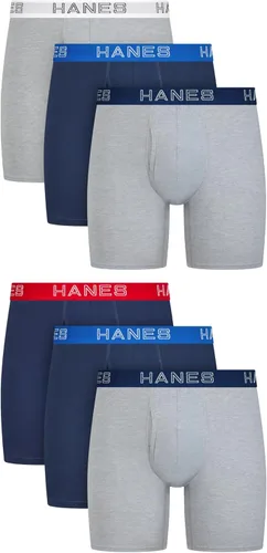 Vista 9 de Hanes Ropa Interior para Hombres, Calzoncillos Tipo Bóxer de Algodón Elástico para Hombres, Absorbe la Humedad, Paquete Múltiple Negro