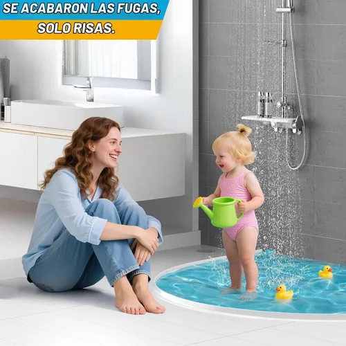 Vista 2 de Umbral de ducha de 39", represa de agua de ducha de silicona, protector de agua de ducha colapsible, sello inferior de puerta de ducha, protector