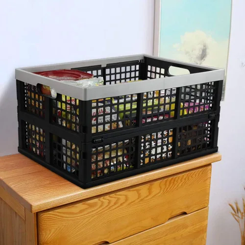 Vista 4 de Asking Cajas plegables para uso general, paquete de 4 cajas apilables de 42 L