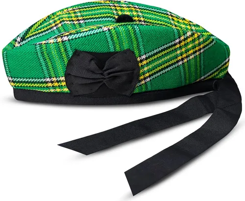 Vista 18 de Gorra Glengarry - Sombrero escocés tradicional, 100% lana, lana acrílica tartán, accesorios para kilts/gaitas, cinta de algodón de poliéster Negro