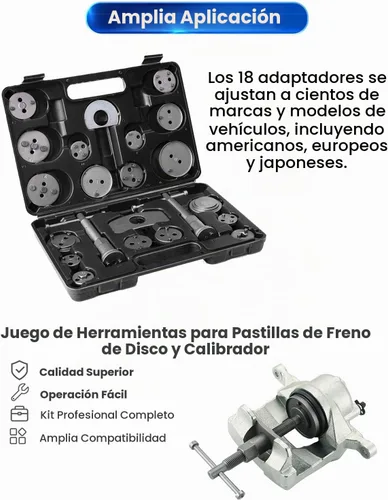 Vista 6 de ATPEAM Herramienta de compresión de pinza de freno 24pc Kit de compresor de pistón de pinza de freno Herramienta de ajuste de freno Negro