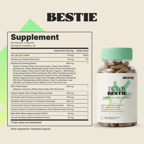 Vista 6 de Biohacking Bestie Detox Bestie Supplement - Detox Cleanse for Women & Men, Supports Liver Health, Promotes Digestive Health, Helps Remove Toxins