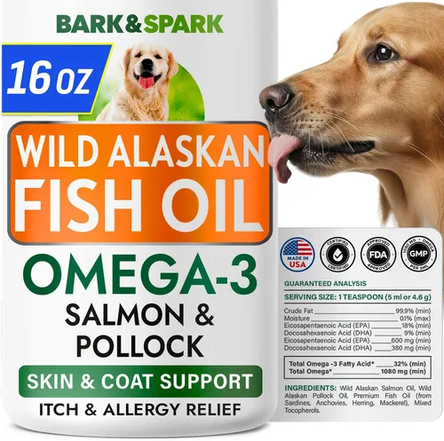 Vista 8 de BARK&SPARK Omega 3 para perros - 180 cápsulas blandas de aceite de pescado para la muda de pelo de perro, alergia cutánea, alivio de la picazón