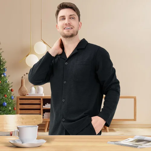 Vista 24 de DAVID ARCHY - Pijama de algodón con botones para hombre
