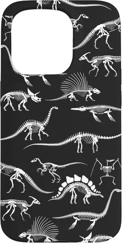 Vista 14 de Funda para iPhone 17 con diseño de huesos de dinosaurio fosilizado con animales prehistóricos