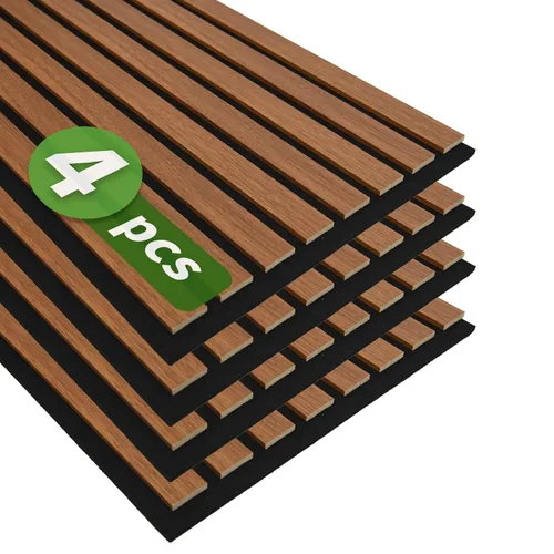Vista 22 de Art3d Panel de pared con diseño de listones de madera acústica de 47 x 23.6 Castaño