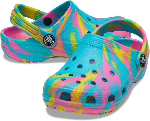 Vista 3 de Crocs - Zuecos clásicos para niños, diseño de teñido anudado jaspeado