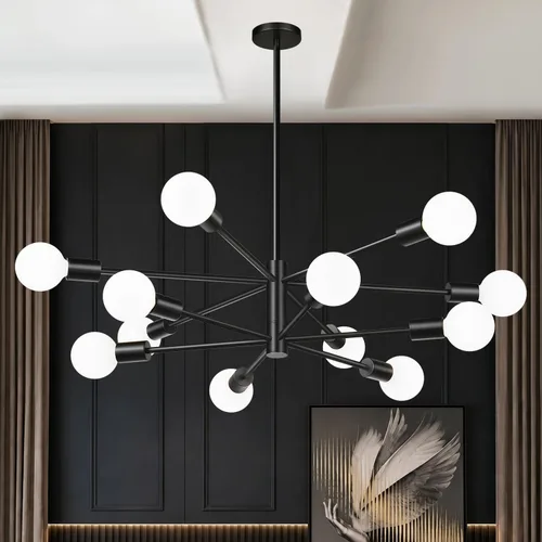 Vista 15 de Sputnik - Lámpara de techo con 6 luces para comedor Negro y oro cepillado
