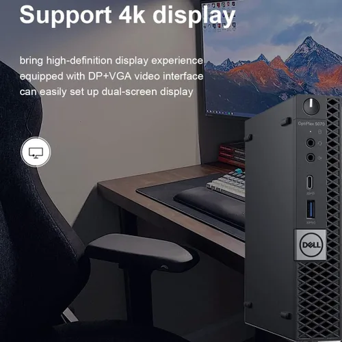 Vista 6 de Dell Mini computadora de escritorio OptiPlex 5070, procesador Intel Core i3-9100T de 9ª generación de hasta 3.7 GHz Micro PC, 16 GB DDR4 RAM, 512 GB