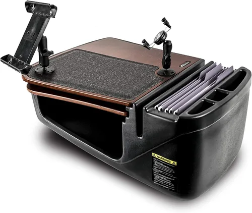Vista 5 de AutoExec AUE00667 - Escritorio de control maestro eficiente para automóvil, acabado de abedul, con inversor de corriente integrado de 200 vatios