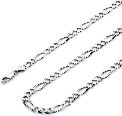 Vista 15 de Wellingsale Cadenas Figaro de oro macizo de 14 quilates (opciones seleccionadas)