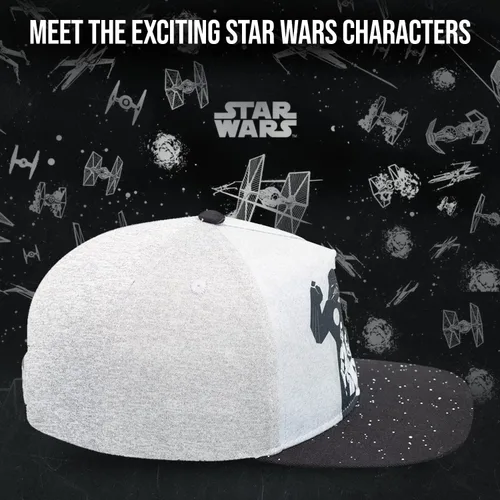 Vista 4 de Gorra de béisbol Star Wars clásica con logo bordado de ala plana, para niños y jóvenes