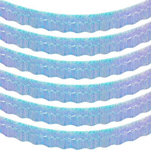 Vista 12 de LOLStar Paquete de 6 guirnaldas de flecos de papel de aluminio de oropel negro, decoraciones de fiesta de cumpleaños, pancarta de serpentinas