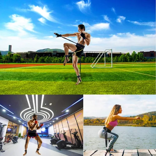 Vista 4 de Boxing Resistance Bands MMA Boxing Training Equipment Gear with Handles/Ankle Cuff/Belt for Men,Shadow Boxing Accessories for Kicks Full Body