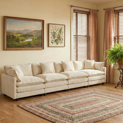 Vista 87 de Sofá modular modular de felpilla beige de 78 pulgadas para sala de estar, sofá modular de felpilla beige para sala de estar, sofás para sala