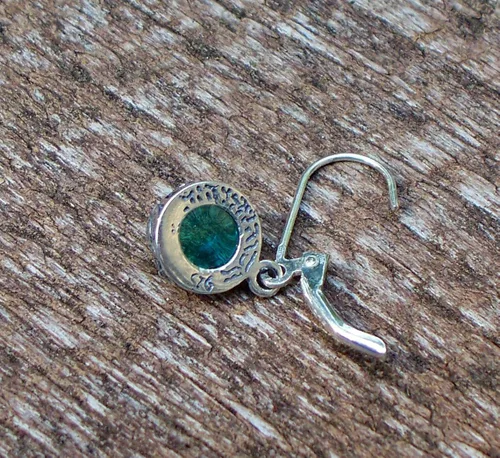 Vista 3 de Pendientes de plata de ley con tarro de masón vintage reciclado, colección botánica, Azul