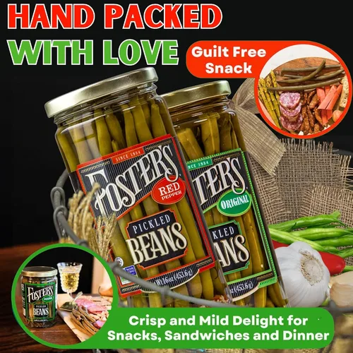 Vista 5 de Foster's Since 1984 Frijoles verdes en escabeche, paquete variado de 16