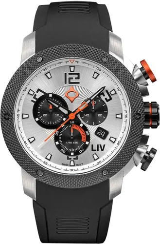 Vista 14 de LIV GX1 - Reloj clásico resistente con cronógrafo suizo de 1.77 pulgadas, 316L SS, 3D multicapa con fecha rápida, resistente a los arañazos Caja IP