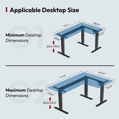 Vista 3 de SANODESK Electric Height Adjustable 3-Leg L Shaped Standing Desk Frame, Support up to 330lbs, Sit Stand Ergonomic L Desk Frame Only, Black