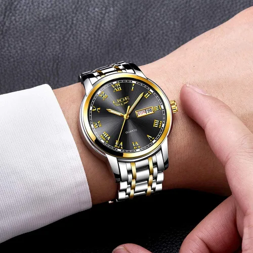 Vista 4 de LIGE Mens Watches Waterproof Stainless Steel Date Analogue Quartz Watch Gents Classical Business Wrist Watch for Men