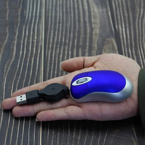 Vista 4 de Mini mouse USB con cable, cable retráctil pequeño para niños de 3 a 8 años, ratones de viaje ópticos compactos de 1600 DPI con cable USB de 2.3 pies
