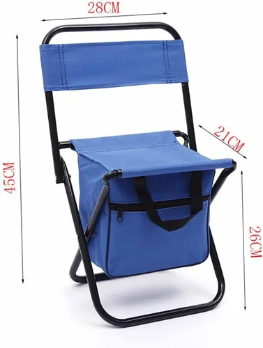 Vista 2 de Drfeify Foldable Chair, Portable Camping Seat with Storage Pocket Bag, Strong Bearing Capacity Oxford Cloth Fishing Chair for Outdoor Leisure (Blue)