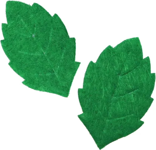 Vista 3 de Hojas de tela falsas, 100 hojas de tela artificiales verdes para álbumes de recortes, proyectos de manualidades, boda, decoración de fiestas, hojas