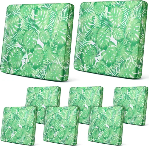 Vista 28 de Newwiee Funda de cojín, para cojín de asiento de sofá o sillón, 8 unidades, elástica, para sofá, muebles de patio y exteriores, de repuesto, suave