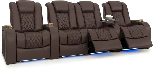 Vista 55 de Seatcraft Asiento de cine en casa Diamante Marrón Reclinable Individual