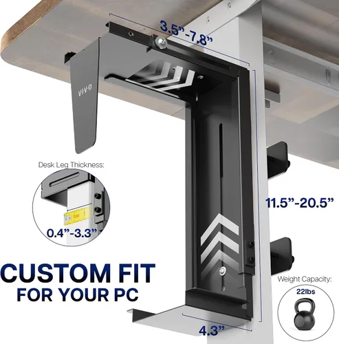 Vista 5 de VIVO Soporte Ajustable con Abrazadera para PC de Pata de Escritorio, Soporte para PC Bajo el Escritorio, Soporte de Carcasa de Computadora CPU