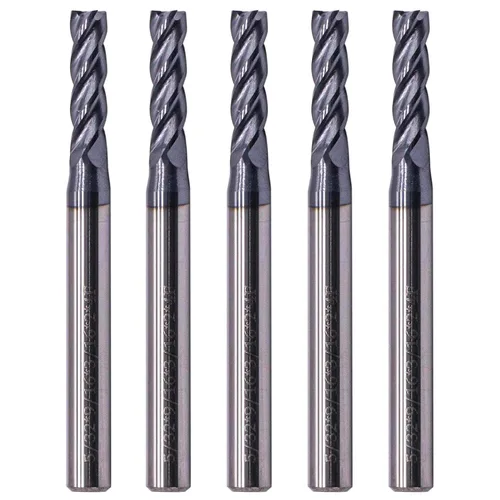 Vista 16 de BestParts 5 fresas cuadradas de carburo sólido de alto rendimiento, revestimiento AlTiN, 4 flautas, hélice de 30 grados, diámetro de corte de 1/2