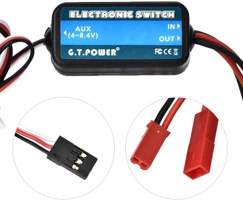 Vista 5 de Dilwe Interruptor eléctrico de coche a control remoto, interruptor receptor de coche de repuesto accesorio de pieza para coche RC 1:10