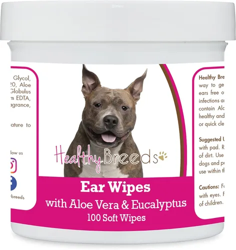 Vista 186 de Healthy Breeds Affenpinscher Toallitas de limpieza de oídos con aloe y eucalipto para perros, 100