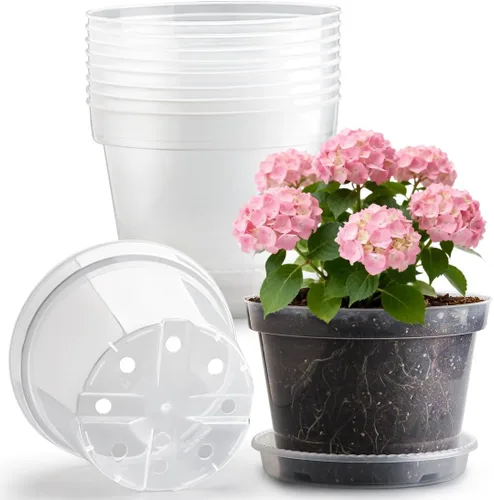 Vista 20 de Macetas de plástico negro RooTrimmer de 4/6/8 pulgadas, paquete de 15, plástico engrosado con agujeros de drenaje, para interior/exterior