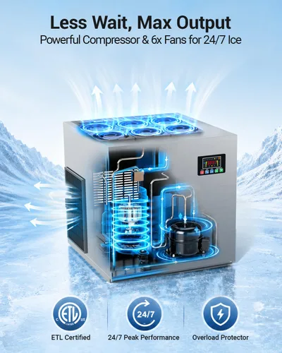 Vista 4 de Máquina de hielo comercial, 760 libras/24 horas con contenedor de Gris