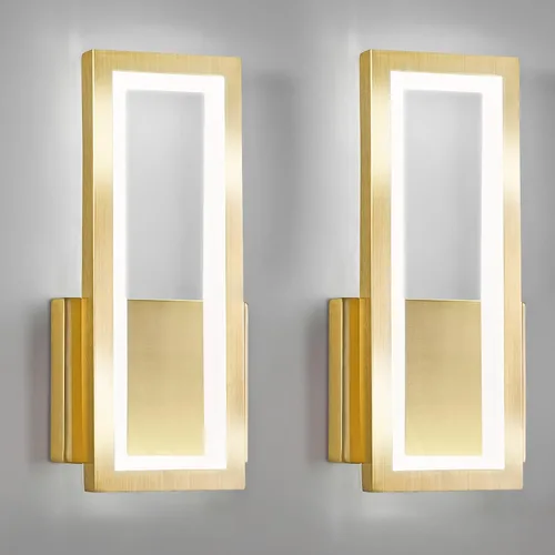 Vista 10 de Apliques de pared modernos de color madera enchufables de 18 W, lámpara de pared LED simple para interiores, 6000 K, luces de pared rectangulares