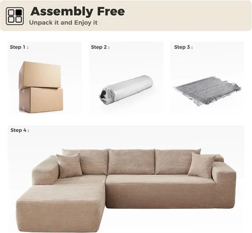 Vista 7 de HOOOWOOO Sofá modular en forma de L, 106 pulgadas, sin montaje, moderno, minimalista, extra profundo, grande, sofá esquinero en una caja para sala