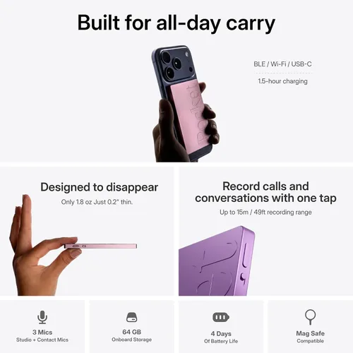 Vista 2 de Pocket AI, Space Grey+Sierra Blue + Baby Pink, 3 Pack