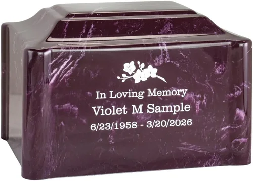 Vista 14 de Urna de cremación de mármol cultivado de claremont negro grabada personalizada, tamaño adulto, urnas de cremación para cenizas humanas, entierro