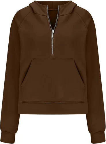 Vista 5 de Sudadera con capucha y media cremallera para mujer, moda 2023, otoño y2k, sudadera de manga larga con capucha