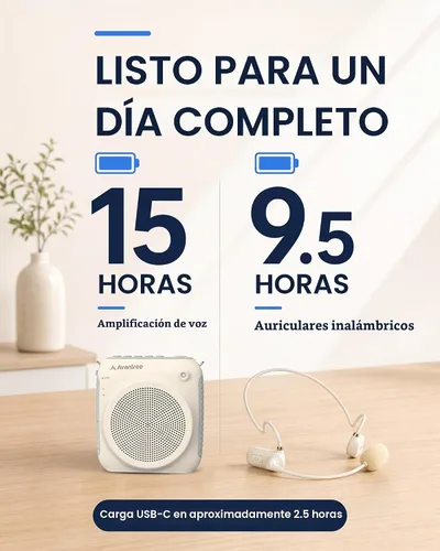 Vista 7 de Avantree VoxAmp Lite - Micrófono inalámbrico para profesores Amplificador de voz de 15 W