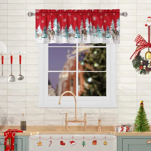 Vista 10 de ROYGROW Cortinas de cocina de Navidad de 24 pulgadas, para ventana de café, bolsillo para barra para decoración del hogar, 2 paneles para baño
